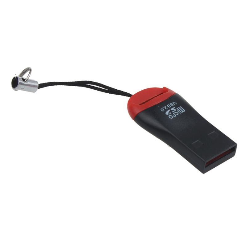 USB-A 2.0 Micro SD-card geheugenkaartlezer zwart/rood